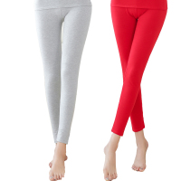 女士单件纯棉秋裤修身 莱卡棉薄款打底裤 紧身棉毛裤衬裤女黑白色