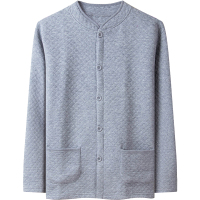 老年人保暖内衣男上衣三层加厚纯棉开衫对襟老人秋衣送爸爸送爷爷