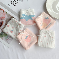 5条装 日系蝴蝶结甜美草莓印花少女内裤 夏日舒适提臀中腰三角裤