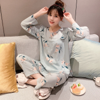 棉绸睡衣女士春秋长袖绵绸家居服人造棉套装学生日系夏季薄款可爱