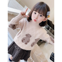 女童套头线衫上衣2021秋冬装新款中小童加厚保暖毛衣女宝宝针织衫