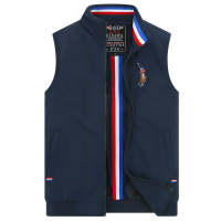 鲨鱼男装立领polo马夹男士马甲秋冬厚款夹棉休闲外套坎肩背心