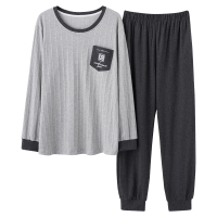 男士睡衣春秋季纯棉长袖裤学生青少年薄款家居服套装宽松夏秋冬天