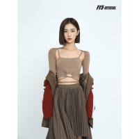 ff5性感绑带短款针织吊带上衣女秋季新款修身显瘦设计感辣妹长袖t