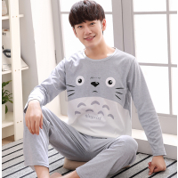 春秋季青少年睡衣男孩长袖纯棉胖大童12-15岁高中生初中学生套装