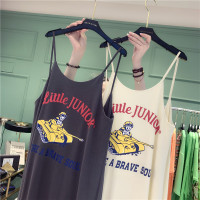 纯棉t恤女2021夏季新款韩版宽松背心中长款吊带连衣裙无袖上衣潮