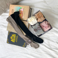 66公主20秋冬新款竖条纹大蝴蝶结棉类儿童连裤袜女童打底袜童裤袜