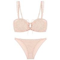 日系甜美碎花无钢圈性感镂空性惑内衣女夏季薄款文胸套装