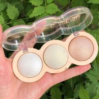 眼镜3色高光盘粉饼烤粉彩妆 外贸珠光