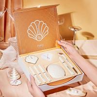 8件套礼盒 珠联璧盒彩妆套装气垫口红眼线笔眉笔睫毛膏贝壳项链