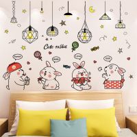 卡通贴纸装饰小图案可爱房间装饰品ins卧室床头背景墙壁贴画自粘|星星吊灯+可爱兔子