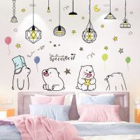 卡通贴纸装饰小图案可爱房间装饰品ins卧室床头背景墙壁贴画自粘|星星吊灯+可爱熊