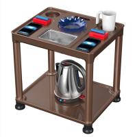 带轮子加大茶几麻将馆网咖茶水架棋室麻将桌边麻将机茶几架|俊华深棕色1个(2个送果盘)