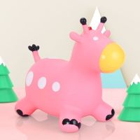 新款儿童宝宝加厚充气马跳跳鹿加大橡胶骑马防爆玩具带音乐|樱花粉精灵带100首音乐 带气泵