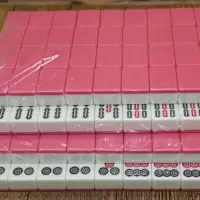 麻将 一级家用手搓麻将竹丝宿舍女生大号中号大码可爱麻将|玫红色 42#108+袋+普通桌布