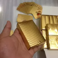 土豪金扑克可水洗耐用24k金扑克金箔美元欧元|土豪金金箔扑克 2副