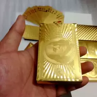 土豪金扑克可水洗耐用24k金扑克金箔美元欧元|土豪金美元款扑克 2副