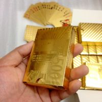 土豪金扑克可水洗耐用24k金扑克金箔美元欧元|土豪金欧元款扑克 1副