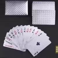 银色金箔塑料扑克实用防水可水洗澳门风云土豪金创意磨砂petpvc|扑克新款银色格子款