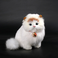 儿童玩具 仿真猫咪模型毛绒公仔动物玩偶恶搞可爱女生小玩具|真皮黄头