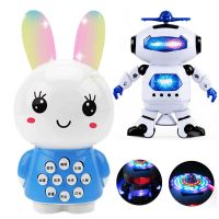 小白兔早教故事机迷你音乐兔子学习机婴幼儿童宝宝玩具1-3岁2|蓝色+机器人 送充电电池+充电器+螺丝刀+挂绳