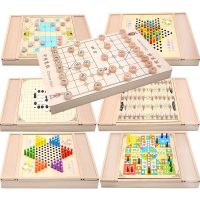 儿童玩具跳棋五子棋多功能桌面亲子游戏小学生象棋成人|大号榉木七合一