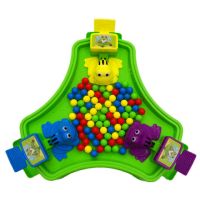 儿童玩具疯狂贪吃青蛙吃豆玩具趣味亲子互动桌面游戏儿童玩具|大号[三人款]绿色 低配版24颗彩豆