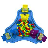 儿童玩具疯狂贪吃青蛙吃豆玩具趣味亲子互动桌面游戏儿童玩具|大号[三人款]蓝色 低配版24颗彩豆