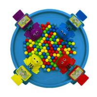 儿童玩具疯狂贪吃青蛙吃豆玩具趣味亲子互动桌面游戏儿童玩具|大号[四人款]蓝色 高配版72颗彩豆