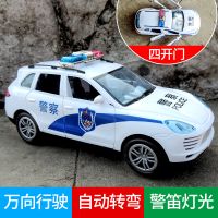 大号越野警察车充电电动玩具车警笛音乐自动万向开门说话汽车模型