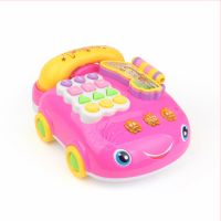 充电早教机电话机手机音乐婴幼儿童宝宝女孩小孩玩具0到3|可拖拉电话机(可录音)粉色 豪华版[充电器加6颗电池30%人选]