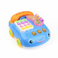 充电早教机电话机手机音乐婴幼儿童宝宝女孩小孩玩具0到3|可拖拉电话机(可录音)蓝色 豪华版[充电器加6颗电池30%人选]