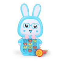 充电早教机电话机手机音乐婴幼儿童宝宝女孩小孩玩具0到3|兔子音乐早教机-蓝色 豪华版[充电器加6颗电池30%人选]