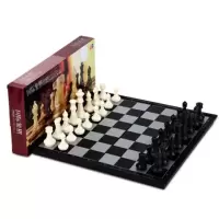 国际象棋 磁性 儿童套装成人大号折叠棋盘国际象棋送西洋跳棋|中号[3810B]黑白款便携式