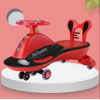 儿童扭扭车溜溜车摇摆玩具宝宝车1到8岁婴幼妞妞车静音轮带音|普通轮(黑色塑料轮子) 新品(黑+红)+音乐+算盘--免安装