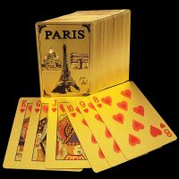 创意土豪金塑料扑克防水金箔扑克收藏磨砂桥桌游卡炫酷|金色埃菲尔铁塔背纹[单幅装]