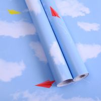 门装饰贴纸家具卡通翻新贴纸壁纸自粘少女心房间10米卧室温馨墙贴|蓝色天空 宽度45厘米:长度10米