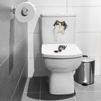 创意卡通墙贴画情侣刷牙卫生间玻璃墙面贴纸防水装饰贴饰自粘画|M1-53小花猫