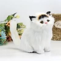 仿真猫咪会叫的小猫玩偶儿童毛具假猫摆件送女友生日礼物|[送领结]黑黄头猫咪(仿毛版)