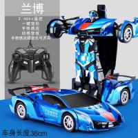 感应遥控一键变形汽车儿童玩具带灯光音乐男孩警车跑车金刚机器人