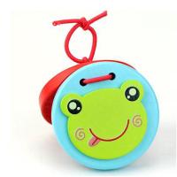 木质响板塑料早教音乐玩具儿童打击乐器哒哒舞板专业圆舞板|木制卡通响板(小青蛙) 四个