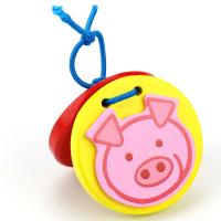 木质响板塑料早教音乐玩具儿童打击乐器哒哒舞板专业圆舞板|木制卡通响板（粉猪猪） 二个