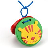 木质响板塑料早教音乐玩具儿童打击乐器哒哒舞板专业圆舞板|木制卡通响板(小老虎) 三个