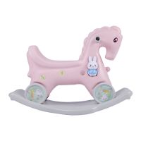 儿童摇摇马木马多功能音乐骑摇两用宝宝摇马玩具车手推滑行车1-3|粉马+轮子+故事机