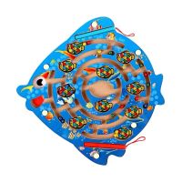 早教教具木制幼儿教具儿童学生力玩具桌面游戏钢珠走迷宫游戏|海洋鱼