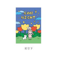 白日梦想家胶带贴纸图鉴离型本 盐系可爱卡通女孩硅油纸手帐本子|星空下-A5离型本-20张送小黄铲