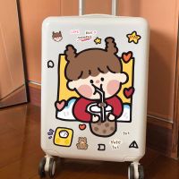 韩国ins行李箱贴纸卡通可爱女孩旅行箱拉杆箱墙壁装饰贴画防水|喝饮料女孩