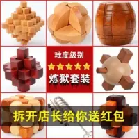 孔明锁鲁班锁儿童学生解锁游戏机关盒九连环智力成人解压减压玩具|五星炼狱8件套(店主推荐)