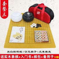 围棋套装初学者儿童学生五子棋子少儿成人黑白棋子双棋盘实木象棋|黑白麒麟罐+仿玉子+皮革盘+送礼品