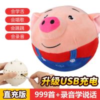 音乐跳跳球小丑球海草跳跳猪会说话抖音同款儿童毛具|升级大尺寸充电跳跳猪红色+录音学说话